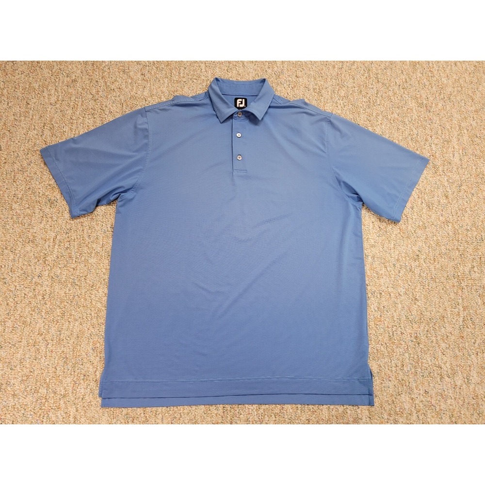 FootJoy Polo Shirt Mens XL‎ Blue Striped Golf Performance Short Sleeve Stretch